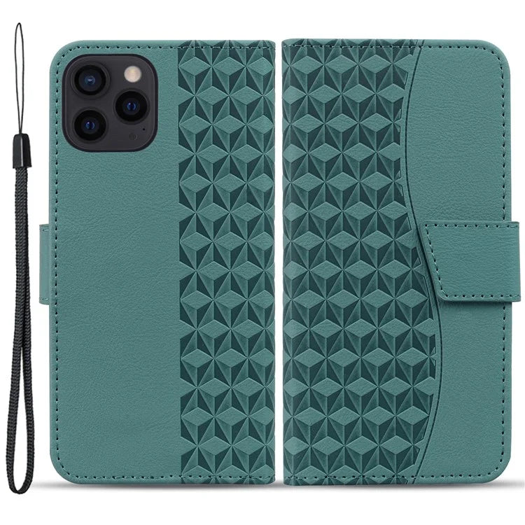 For iPhone 15 Pro Max Case PU Leather Wallet Imprinted Phone Stand Cover