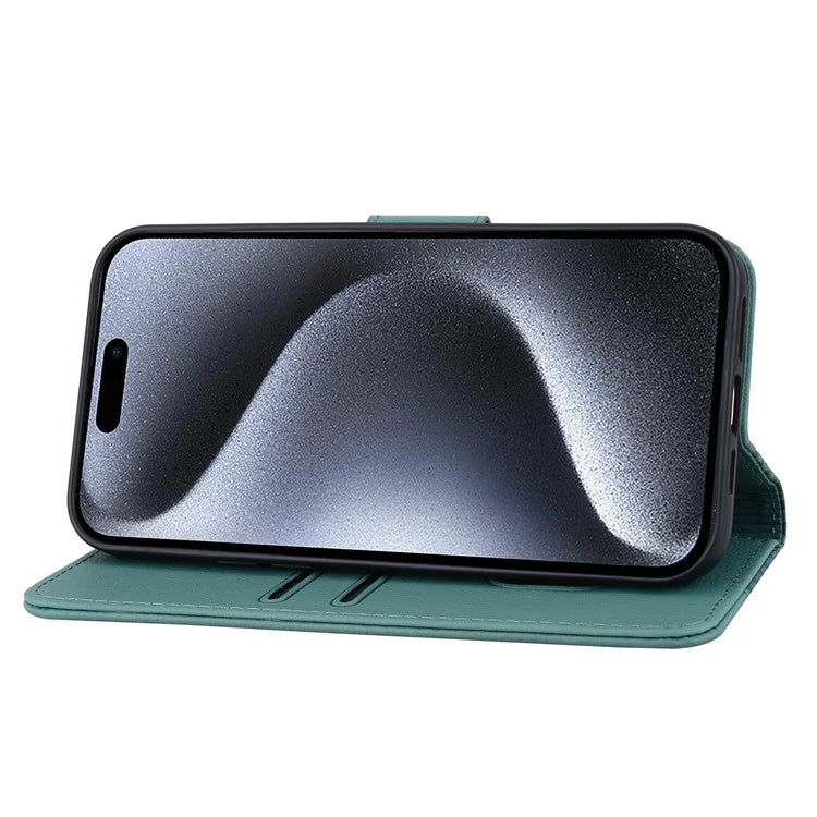 For iPhone 15 Pro Max Case PU Leather Wallet Imprinted Phone Stand Cover