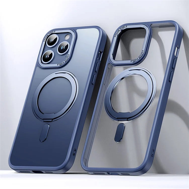 For iPhone 15 Pro Case Matte TPU+PC Ring Kickstand Phone Cover Compatible with MagSafe