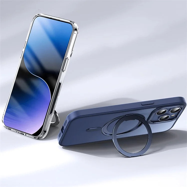 For iPhone 15 Pro Case Matte TPU+PC Ring Kickstand Phone Cover Compatible with MagSafe