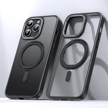 For iPhone 15 Pro Case Matte TPU+PC Ring Kickstand Phone Cover Compatible with MagSafe