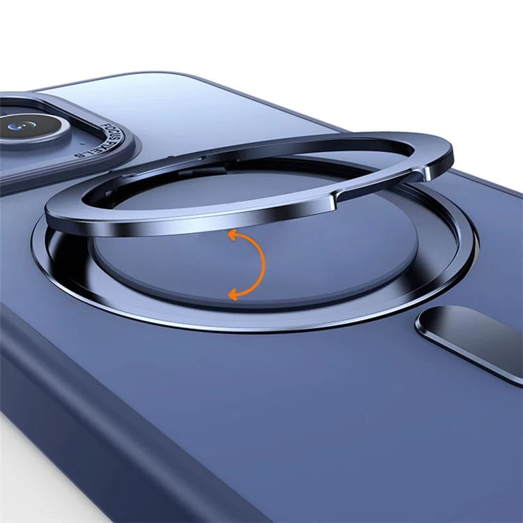 For iPhone 15 Pro Case Matte TPU+PC Ring Kickstand Phone Cover Compatible with MagSafe