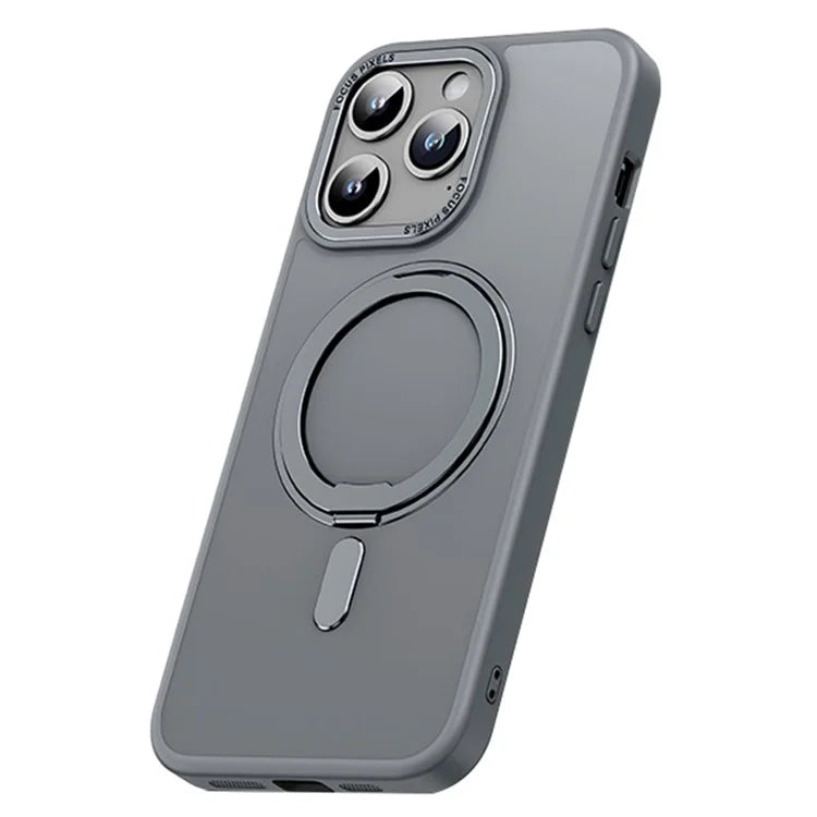 For iPhone 15 Pro Case Matte TPU+PC Ring Kickstand Phone Cover Compatible with MagSafe