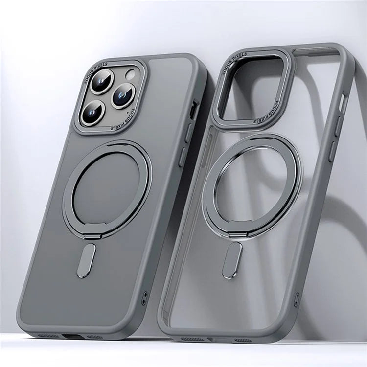 For iPhone 15 Pro Case Matte TPU+PC Ring Kickstand Phone Cover Compatible with MagSafe