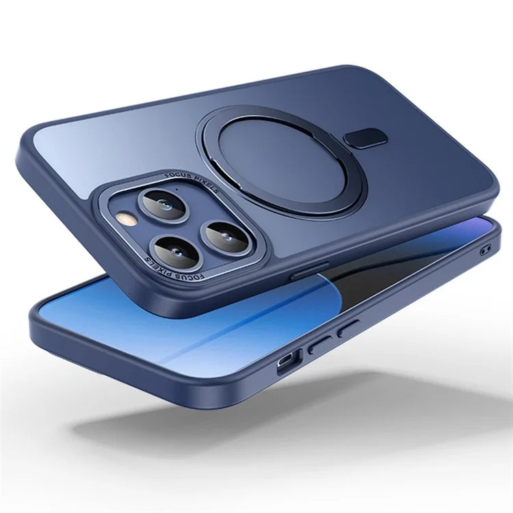 For iPhone 15 Pro Case Matte TPU+PC Ring Kickstand Phone Cover Compatible with MagSafe