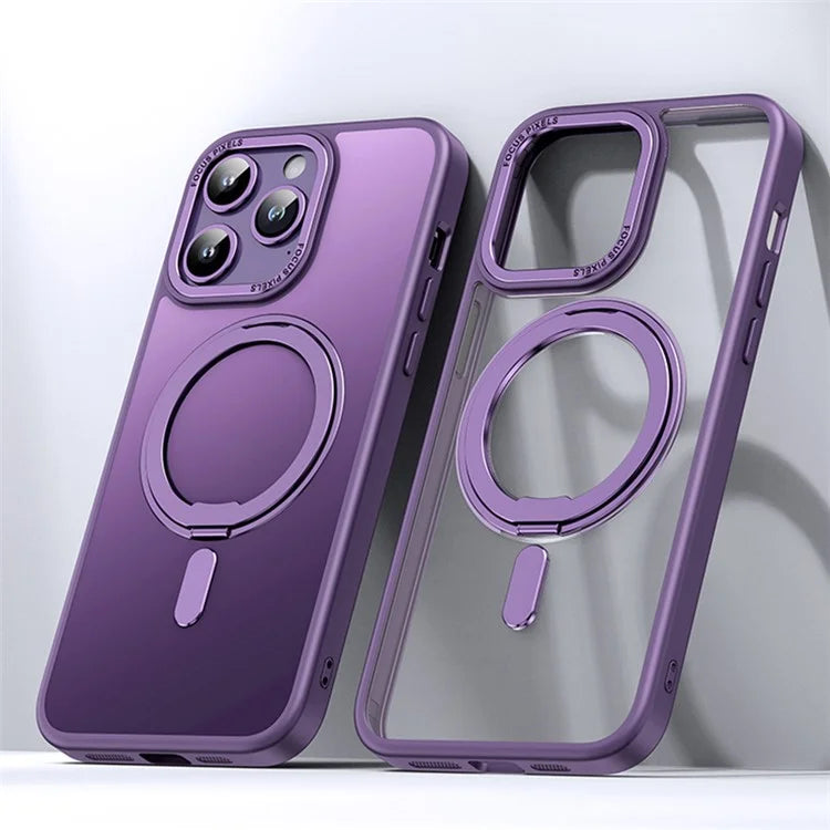 For iPhone 15 Pro Case Matte TPU+PC Ring Kickstand Phone Cover Compatible with MagSafe