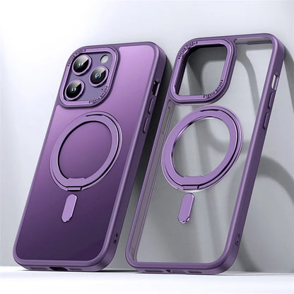For iPhone 15 Pro Case Matte TPU+PC Ring Kickstand Phone Cover Compatible with MagSafe