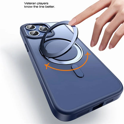 For iPhone 15 Pro Case Matte TPU+PC Ring Kickstand Phone Cover Compatible with MagSafe