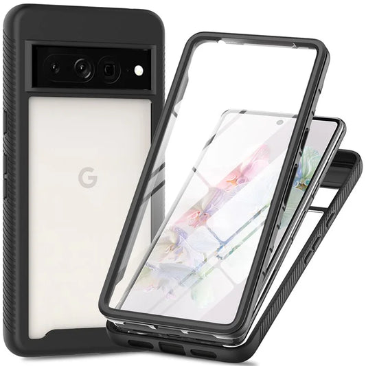 For Google Pixel 8 Pro Case PC+TPU Drop-proof Phone Cover with PET Screen Film