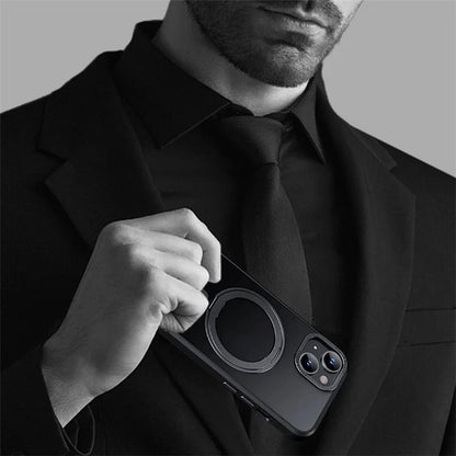 For iPhone 15 Case Rotary Ring Kickstand TPU+PC Matte Phone Cover Compatible with MagSafe