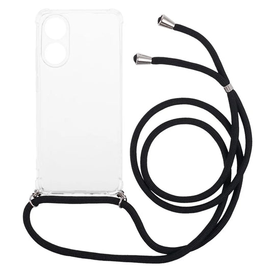 For Oppo A78 4G Case Transparent Anti-drop TPU Phone Cover with Lanyard