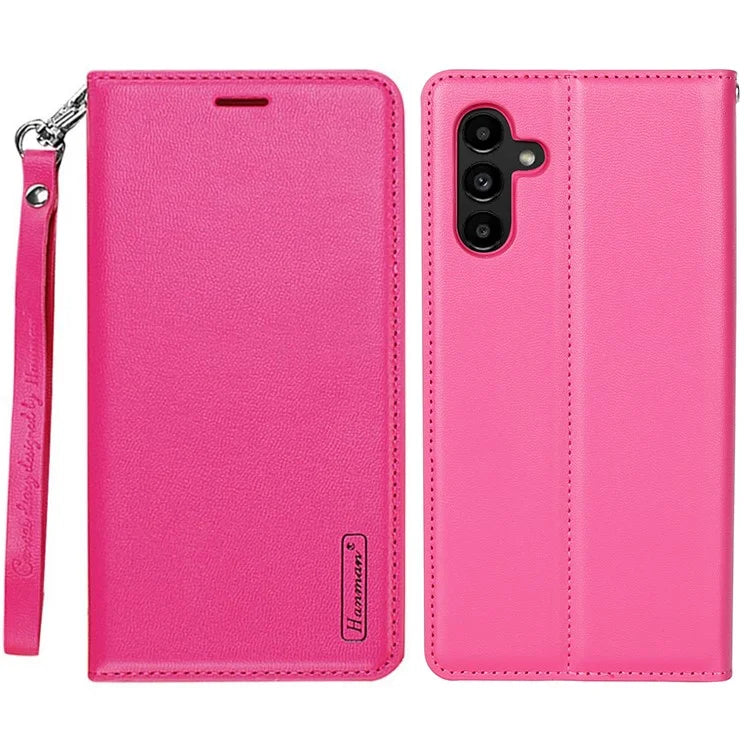 HANMAN Minuo Series For Samsung Galaxy A25 5G (Global) (161.0 x 76.5 x 8.3mm) Leather Case Mobile Phone Wallet Cover