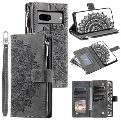 For Google Pixel 8a Case Wallet Imprinted PU Leather Phone Cover with Strap