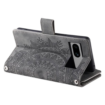 For Google Pixel 8a Case Wallet Imprinted PU Leather Phone Cover with Strap