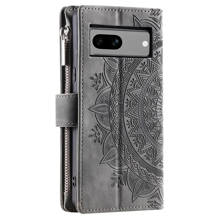 For Google Pixel 8a Case Wallet Imprinted PU Leather Phone Cover with Strap