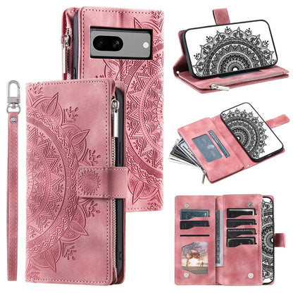 For Google Pixel 8a Case Wallet Imprinted PU Leather Phone Cover with Strap