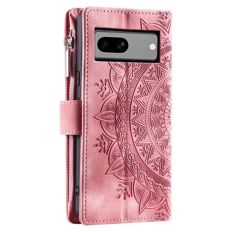 For Google Pixel 8a Case Wallet Imprinted PU Leather Phone Cover with Strap