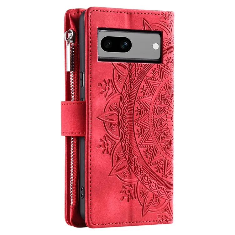 For Google Pixel 8a Case Wallet Imprinted PU Leather Phone Cover with Strap