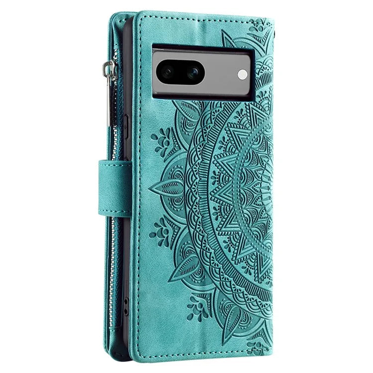 For Google Pixel 8a Case Wallet Imprinted PU Leather Phone Cover with Strap
