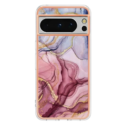 YB IMD Series-16 Style-E For Google Pixel 8 Pro Case Marble Pattern Electroplated 2.0mm TPU Phone Cover