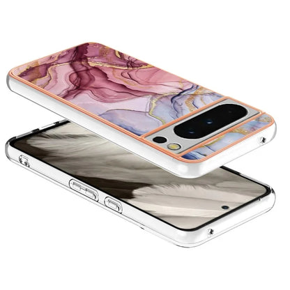 YB IMD Series-16 Style-E For Google Pixel 8 Pro Case Marble Pattern Electroplated 2.0mm TPU Phone Cover