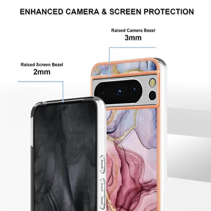 YB IMD Series-16 Style-E For Google Pixel 8 Pro Case Marble Pattern Electroplated 2.0mm TPU Phone Cover