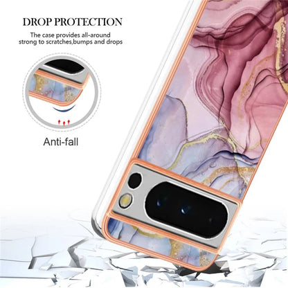 YB IMD Series-16 Style-E For Google Pixel 8 Pro Case Marble Pattern Electroplated 2.0mm TPU Phone Cover