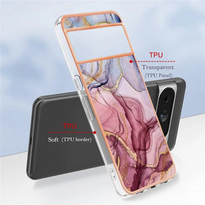 YB IMD Series-16 Style-E For Google Pixel 8 Pro Case Marble Pattern Electroplated 2.0mm TPU Phone Cover