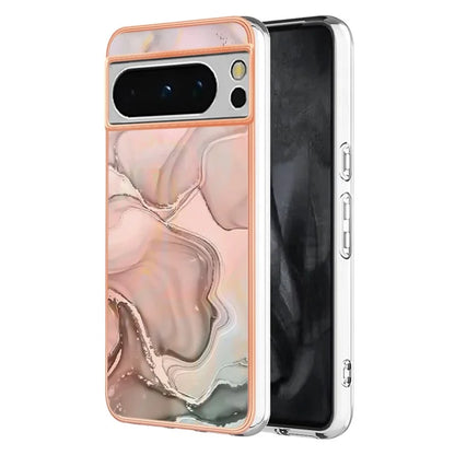 YB IMD Series-16 Style-E For Google Pixel 8 Pro Case Marble Pattern Electroplated 2.0mm TPU Phone Cover