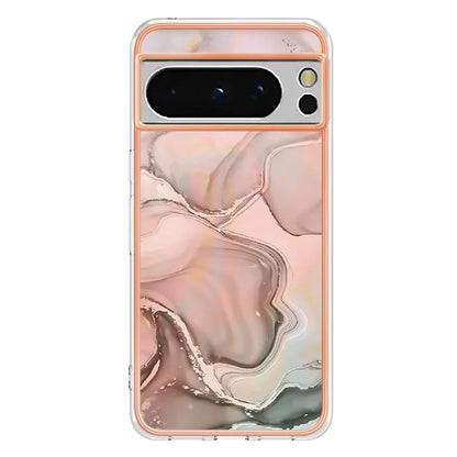 YB IMD Series-16 Style-E For Google Pixel 8 Pro Case Marble Pattern Electroplated 2.0mm TPU Phone Cover