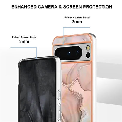 YB IMD Series-16 Style-E For Google Pixel 8 Pro Case Marble Pattern Electroplated 2.0mm TPU Phone Cover