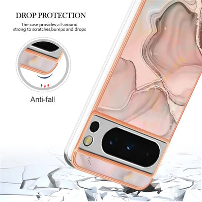 YB IMD Series-16 Style-E For Google Pixel 8 Pro Case Marble Pattern Electroplated 2.0mm TPU Phone Cover