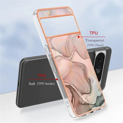 YB IMD Series-16 Style-E For Google Pixel 8 Pro Case Marble Pattern Electroplated 2.0mm TPU Phone Cover