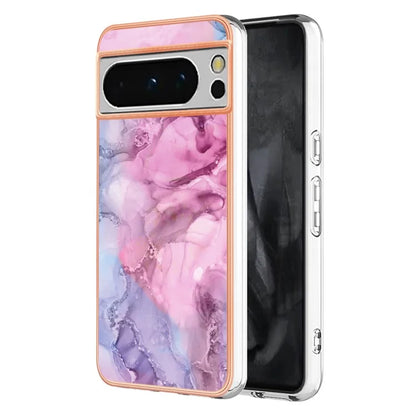 YB IMD Series-16 Style-E For Google Pixel 8 Pro Case Marble Pattern Electroplated 2.0mm TPU Phone Cover