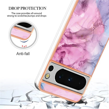 YB IMD Series-16 Style-E For Google Pixel 8 Pro Case Marble Pattern Electroplated 2.0mm TPU Phone Cover