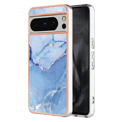 YB IMD Series-16 Style-E For Google Pixel 8 Pro Case Marble Pattern Electroplated 2.0mm TPU Phone Cover