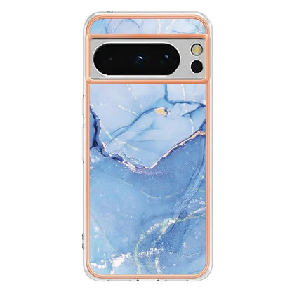 YB IMD Series-16 Style-E For Google Pixel 8 Pro Case Marble Pattern Electroplated 2.0mm TPU Phone Cover