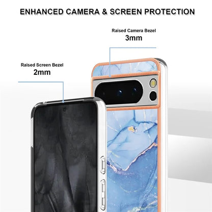 YB IMD Series-16 Style-E For Google Pixel 8 Pro Case Marble Pattern Electroplated 2.0mm TPU Phone Cover