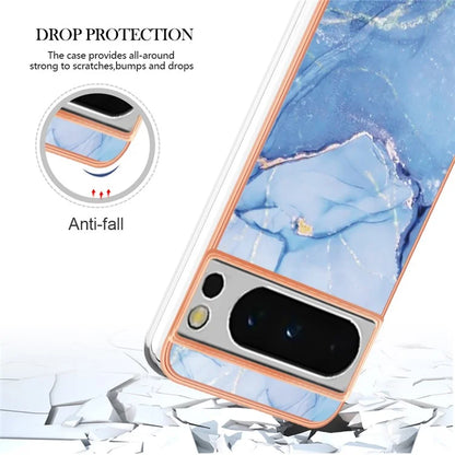YB IMD Series-16 Style-E For Google Pixel 8 Pro Case Marble Pattern Electroplated 2.0mm TPU Phone Cover