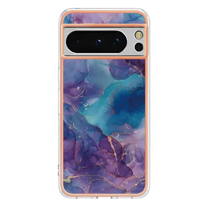 YB IMD Series-16 Style-E For Google Pixel 8 Pro Case Marble Pattern Electroplated 2.0mm TPU Phone Cover