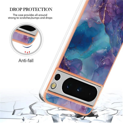 YB IMD Series-16 Style-E For Google Pixel 8 Pro Case Marble Pattern Electroplated 2.0mm TPU Phone Cover