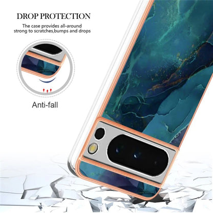 YB IMD Series-16 Style-E For Google Pixel 8 Pro Case Marble Pattern Electroplated 2.0mm TPU Phone Cover