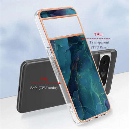 YB IMD Series-16 Style-E For Google Pixel 8 Pro Case Marble Pattern Electroplated 2.0mm TPU Phone Cover
