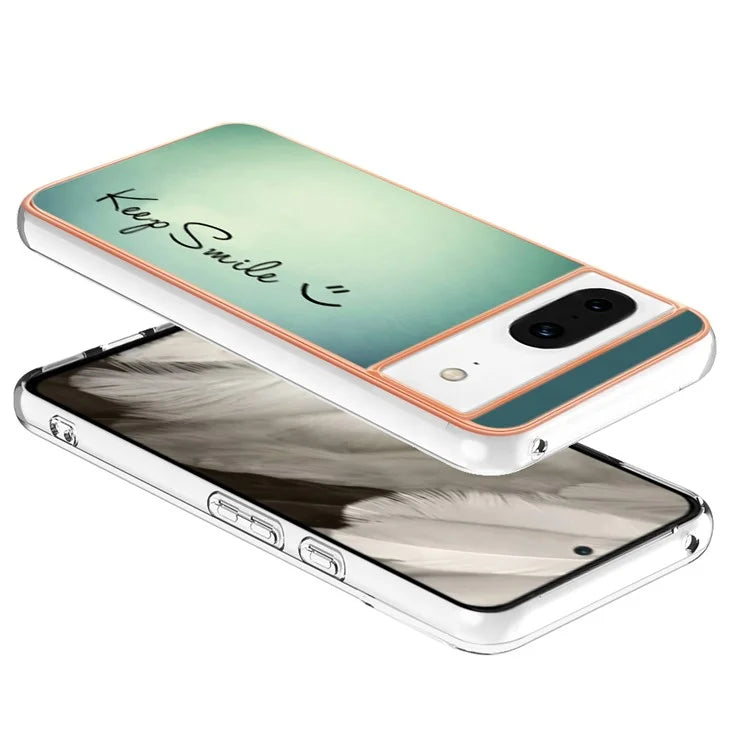 YB IMD Series-19 Style-D For Google Pixel 8 Case IMD Pattern Electroplated TPU Phone Cover