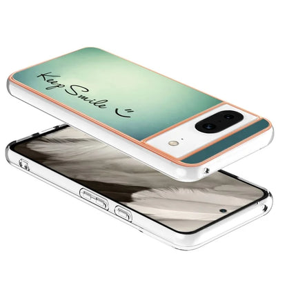 YB IMD Series-19 Style-D For Google Pixel 8 Case IMD Pattern Electroplated TPU Phone Cover