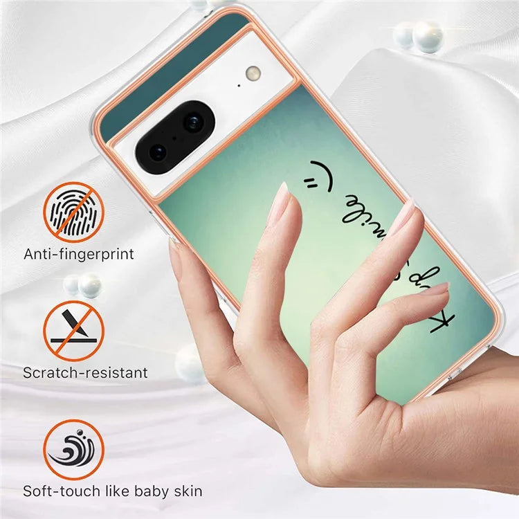 YB IMD Series-19 Style-D For Google Pixel 8 Case IMD Pattern Electroplated TPU Phone Cover