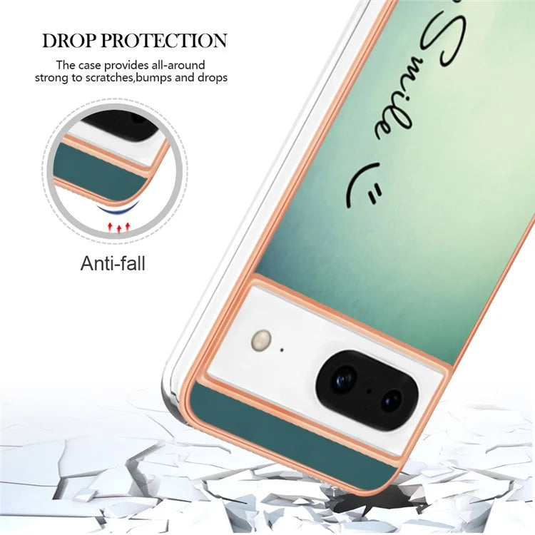 YB IMD Series-19 Style-D For Google Pixel 8 Case IMD Pattern Electroplated TPU Phone Cover
