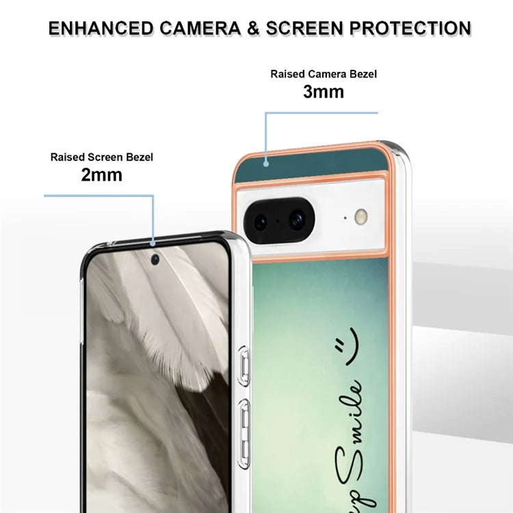 YB IMD Series-19 Style-D For Google Pixel 8 Case IMD Pattern Electroplated TPU Phone Cover