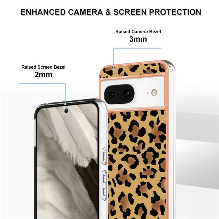 YB IMD Series-19 Style-D For Google Pixel 8 Case IMD Pattern Electroplated TPU Phone Cover