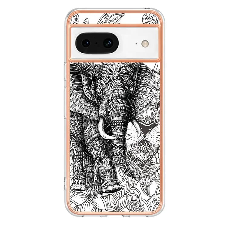 YB IMD Series-19 Style-D For Google Pixel 8 Case IMD Pattern Electroplated TPU Phone Cover